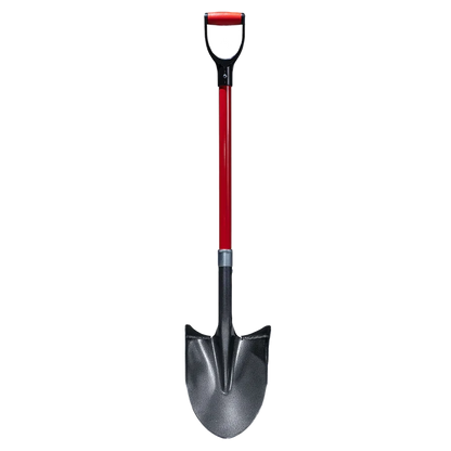 Pelle de jardinage robuste manche rouge et tête en acier pour travaux de creusage