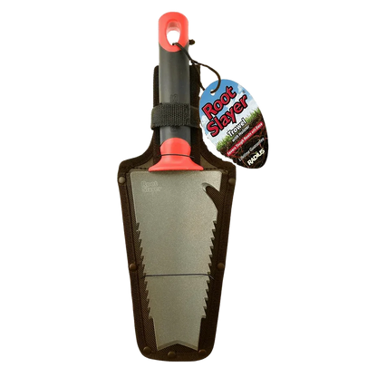 Truelle de jardinage RootSlayer avec lame dentelée et étui, outil pour racines