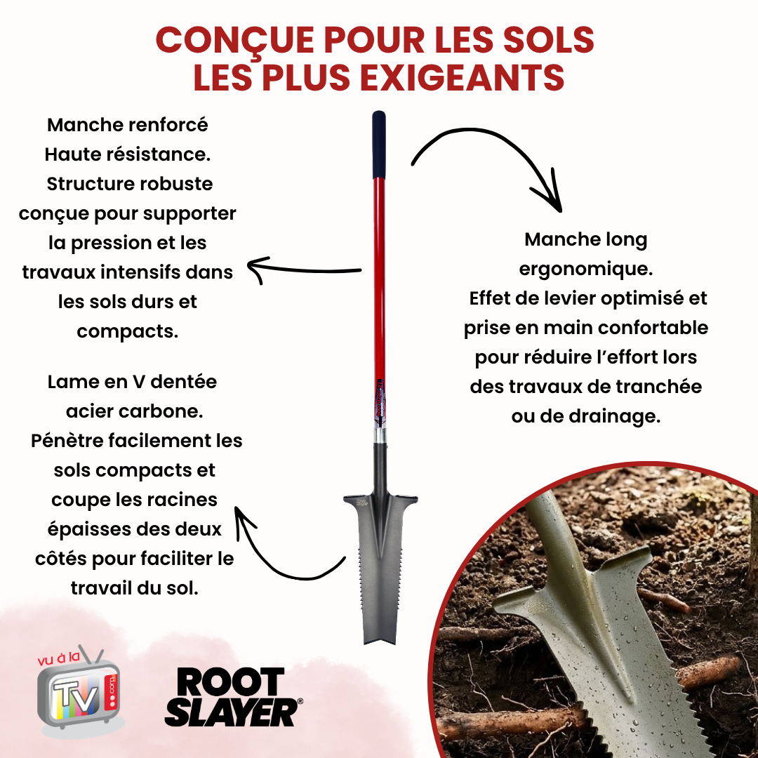 Bêche de drainage à manche XL Rootslayer