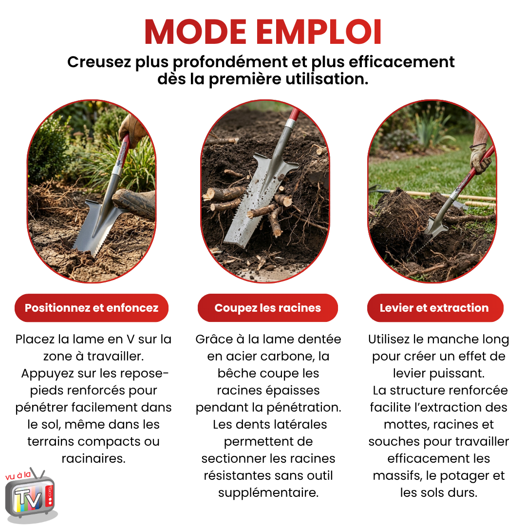 Bêche de drainage à manche XL Rootslayer
