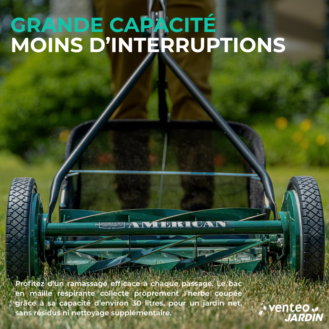 Tondeuse manuelle hélicoïdale 7 lames et bac ramassage